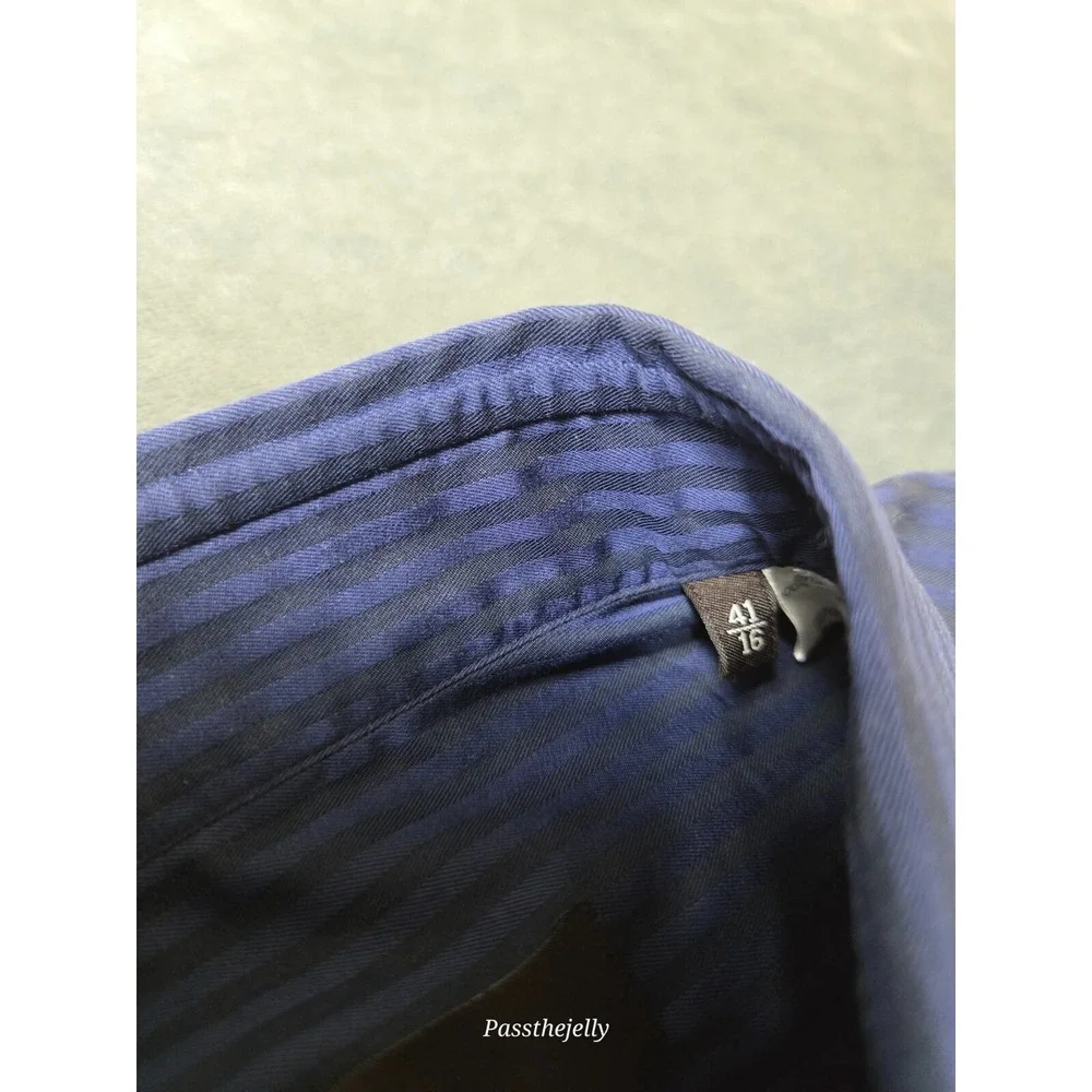 Z Zegna Dress Shirt Mens Large 41 16‎ Button Stripe Long Sleeve Vertical Italy